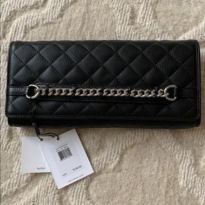 NWT CK Black Quilted Leather Clutch